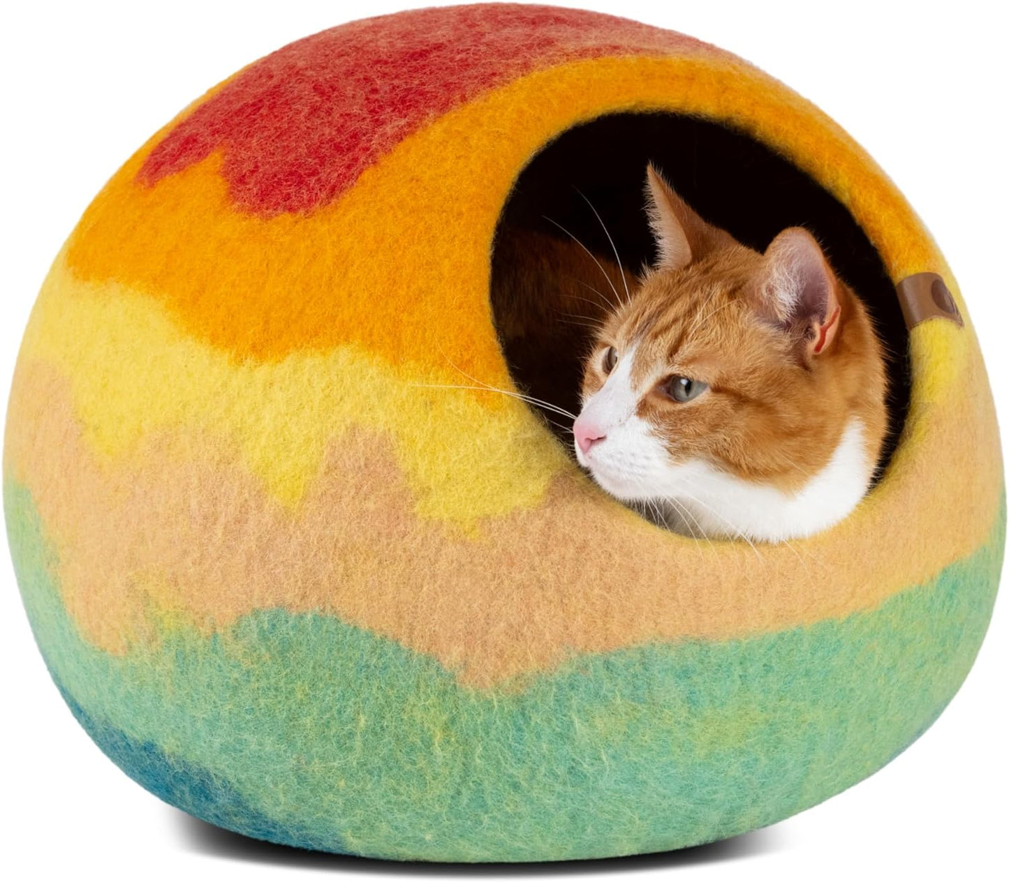 Premium Felt Cat Bed Cave - Handmade 100% Merino Wool Bed for Cats and Kittens