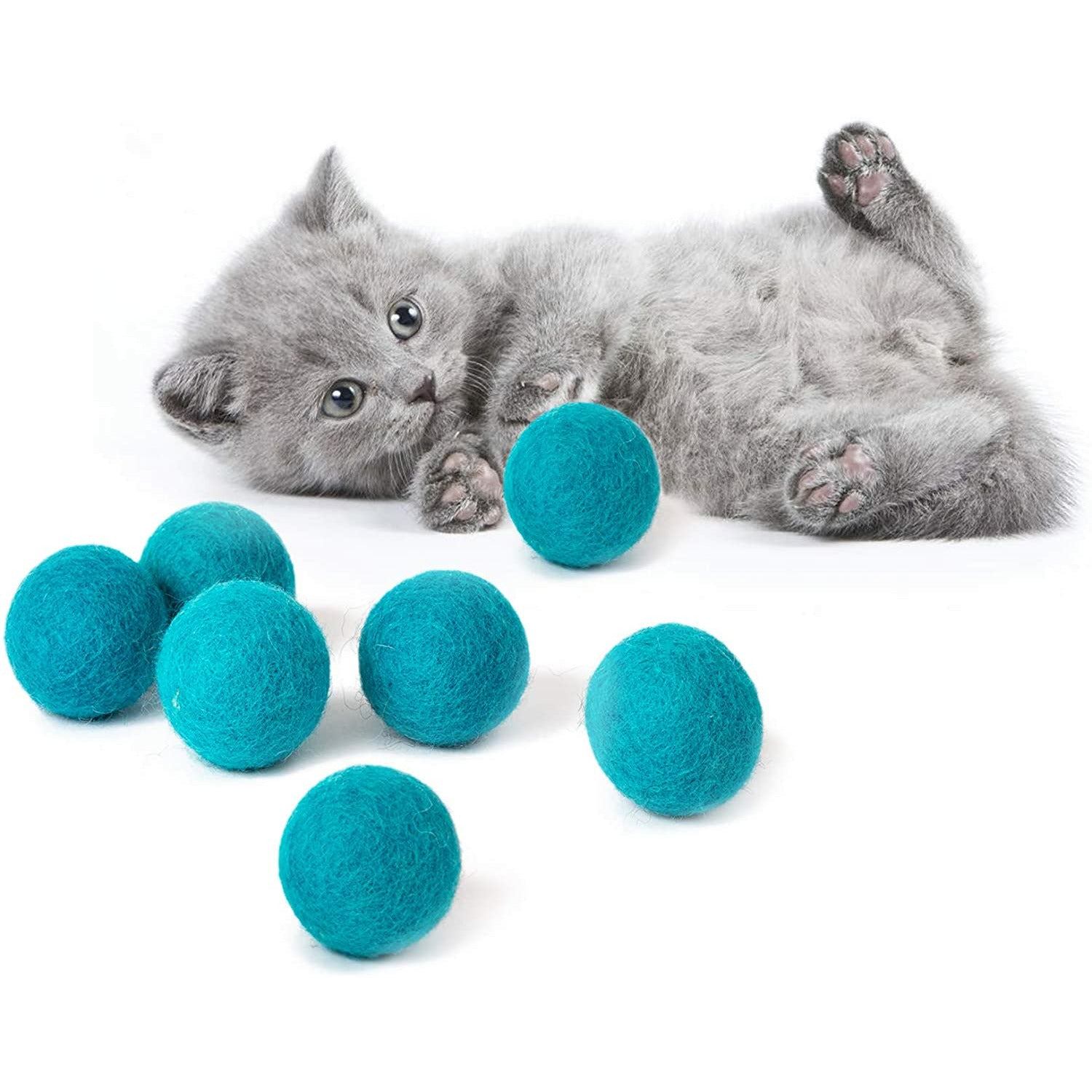 Wool Ball Toys 6 Pack of Safe for Cats and Small Dogs Balls 1.5 In