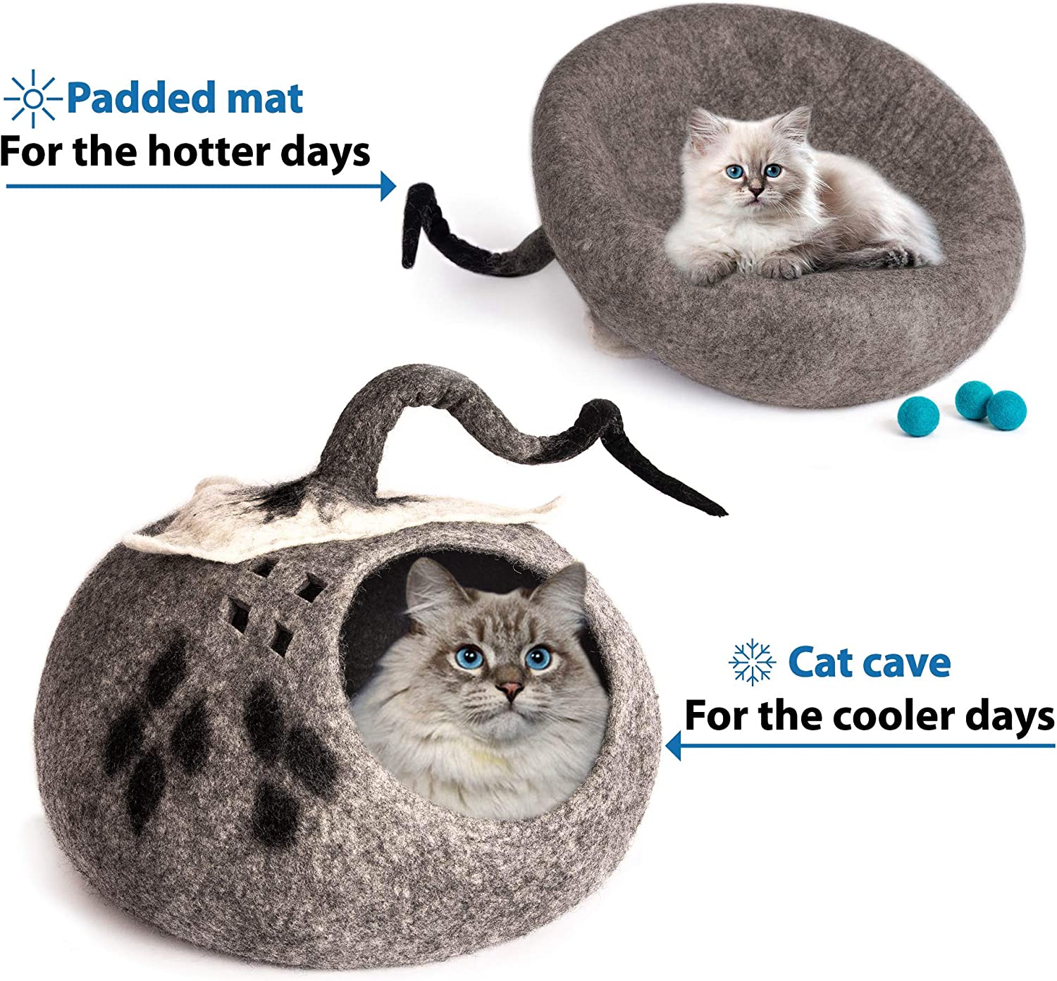 2 variants use meowfia cat bed: padded mat & cat cave