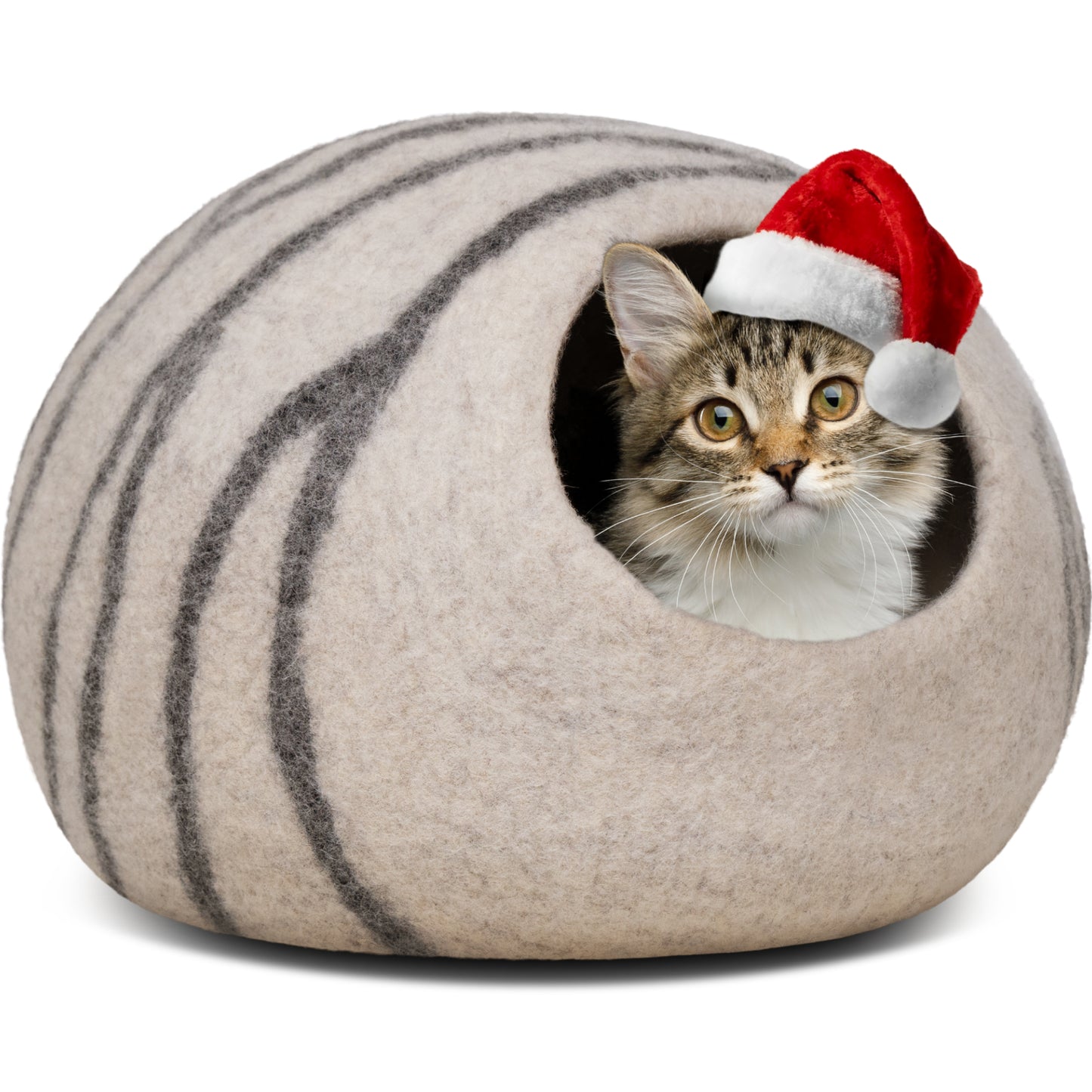 Premium Felt Cat Bed Cave - Handmade 100% Merino Wool Bed for Cats and Kittens