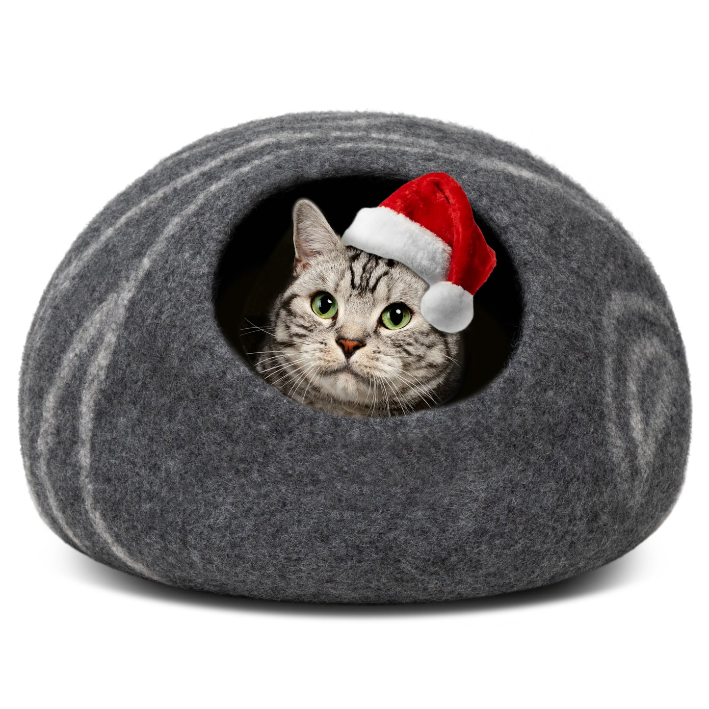 Premium Felt Cat Bed Cave - Handmade 100% Merino Wool Bed for Cats and Kittens
