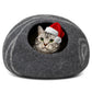 Premium Felt Cat Bed Cave - Handmade 100% Merino Wool Bed for Cats and Kittens