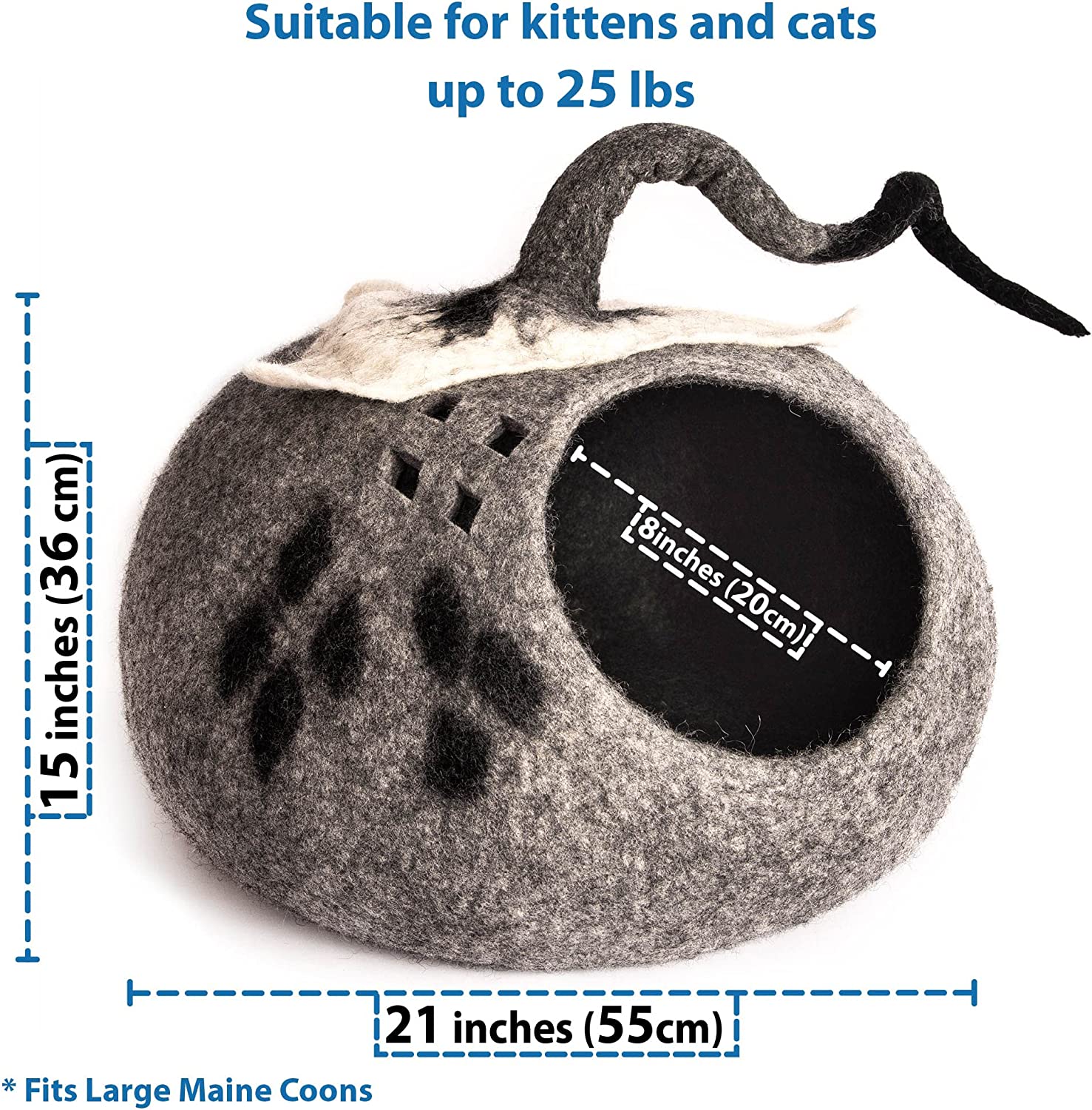 cat cave suitable for kittens and cats up to 25 lbs